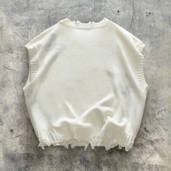 Men's White and Black Cross Pattern Sweater